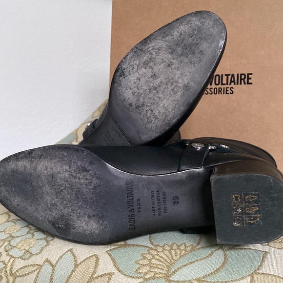 Zadig & Voltaire Trouble EUC black all leather bootie Sz 39 - Picture 5 of 6